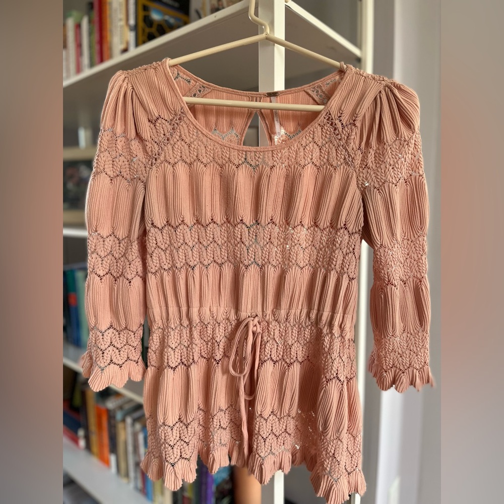 Free People pink lace top